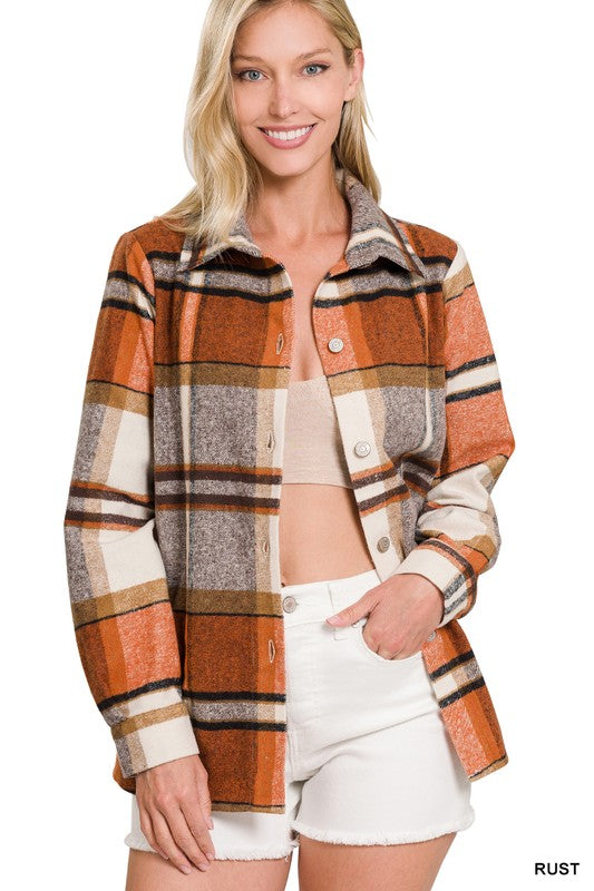 Yarn Dyed Plaid Shacket - Multiple Colors