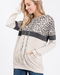 Taupe Leopard Hooded Top